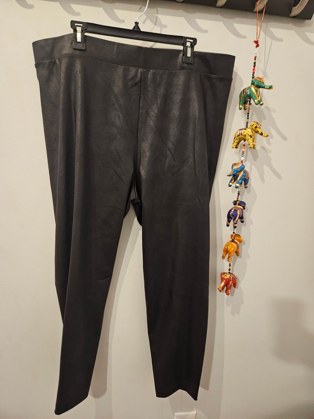 Vince Camuto Black Faux Leather Leggings with Branded Waistband